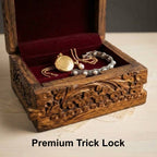 Handmade Carved Wooden Secret Lock Box