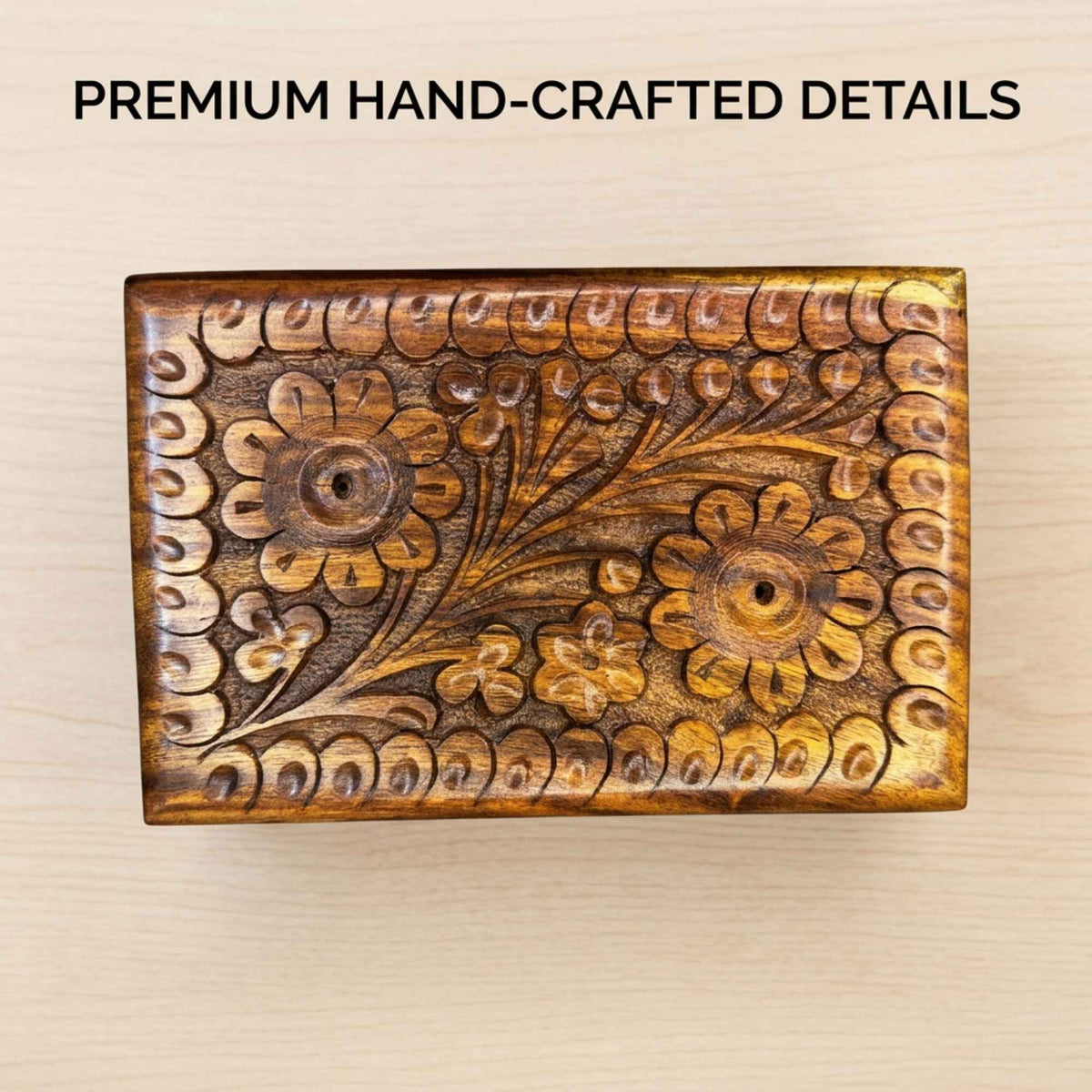 Handmade Carved Wooden Secret Lock Box