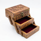 Handmade 4-Layer Carved Wooden Jewelry Box
