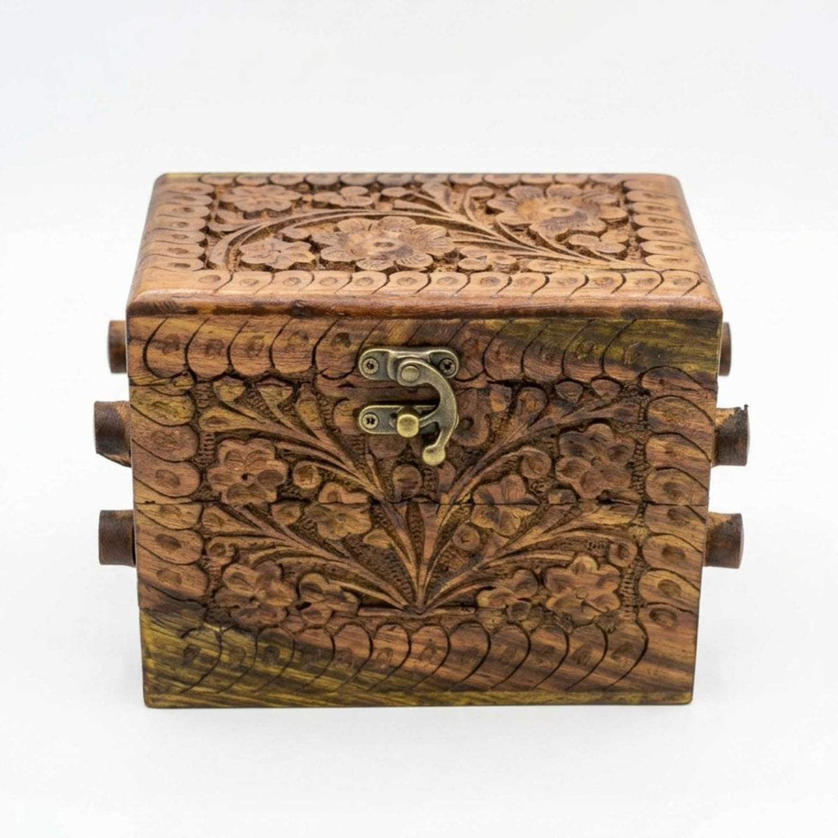 Handmade 4-Layer Carved Wooden Jewelry Box
