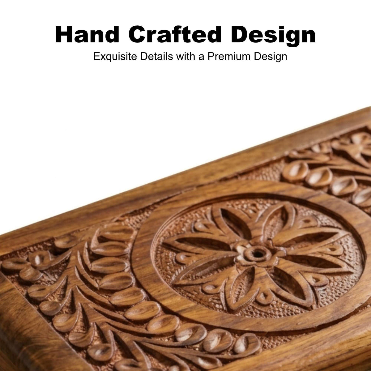 Handmade 8" x 5"Carved Wooden Jewelry Box