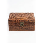 Handmade 6" x 4" Carved Wooden Jewelry Box