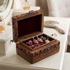 Handmade 6" x 4" Carved Wooden Jewelry Box
