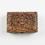 Handmade 6" x 4" Carved Wooden Jewelry Box