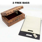 Handmade 6" x 4" Carved Wooden Jewelry Box