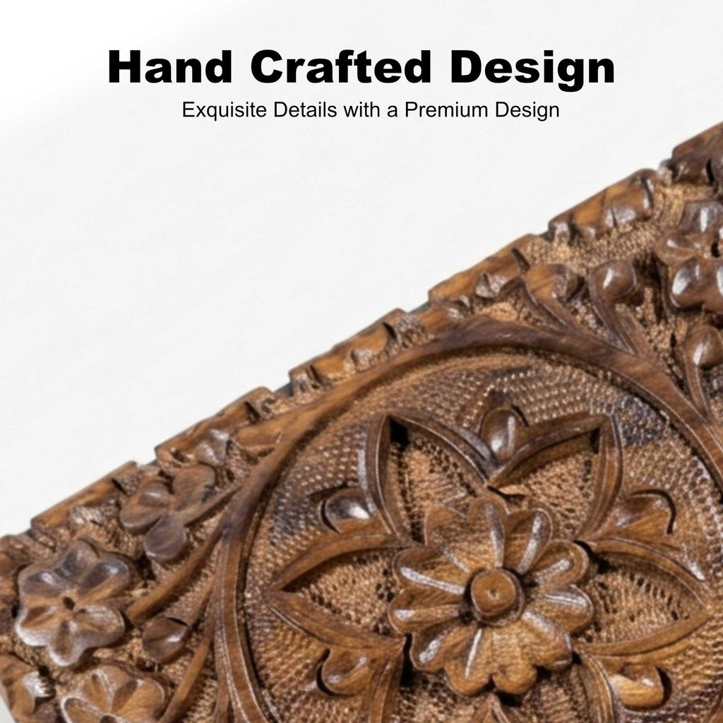 Handmade 6" x 4" Carved Wooden Jewelry Box