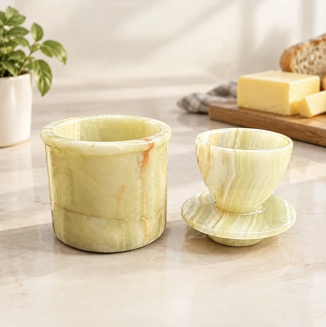 Natural Onyx Marble Butter Crock – Handcrafted French Butter Keeper