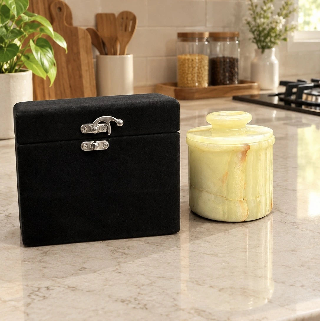Natural Onyx Marble Butter Crock – Handcrafted French Butter Keeper
