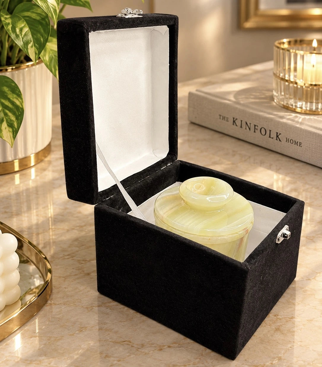 Natural Onyx Marble Butter Crock – Handcrafted French Butter Keeper