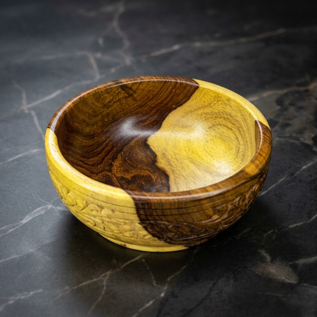 Pack of 3 Handcrafted Wooden Bowls + 2 Complimentary Tote Bags