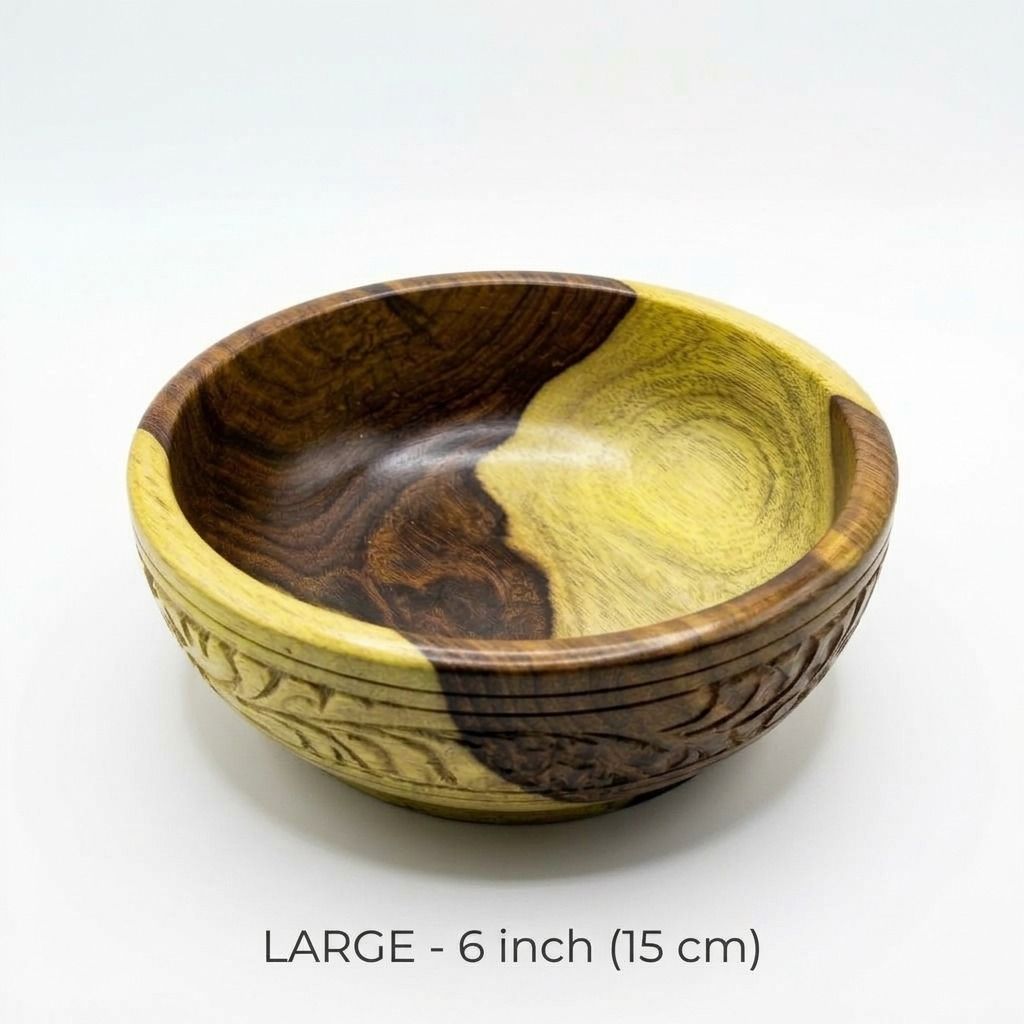 Pack of 3 Handcrafted Wooden Bowls + 2 Complimentary Tote Bags
