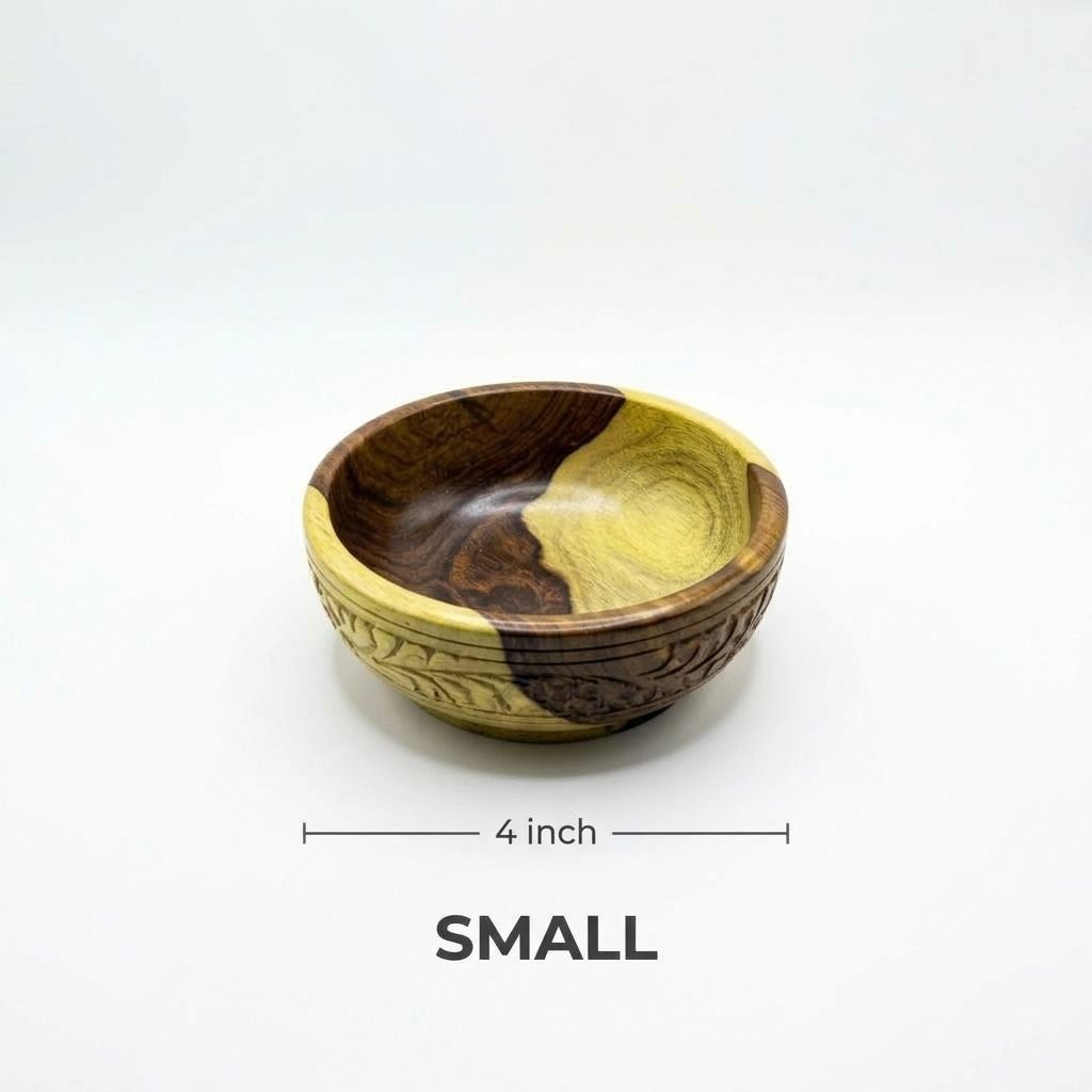 Pack of 3 Handcrafted Wooden Bowls + 2 Complimentary Tote Bags