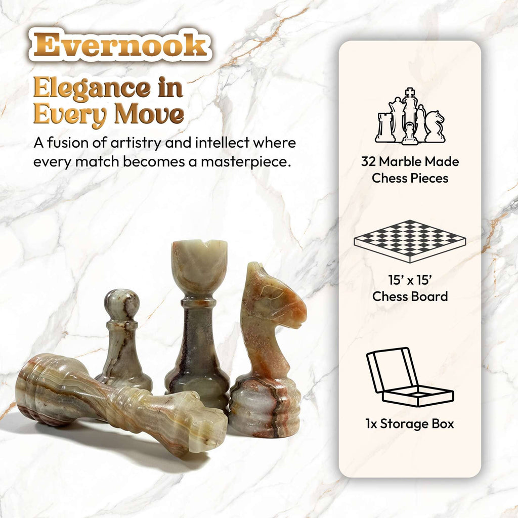 Green & Black Marble Chess Set Evernook 