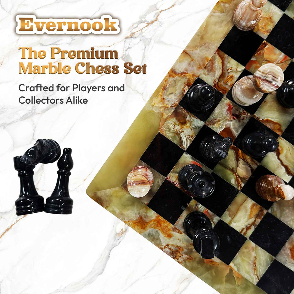 Green & Black Marble Chess Set Evernook 