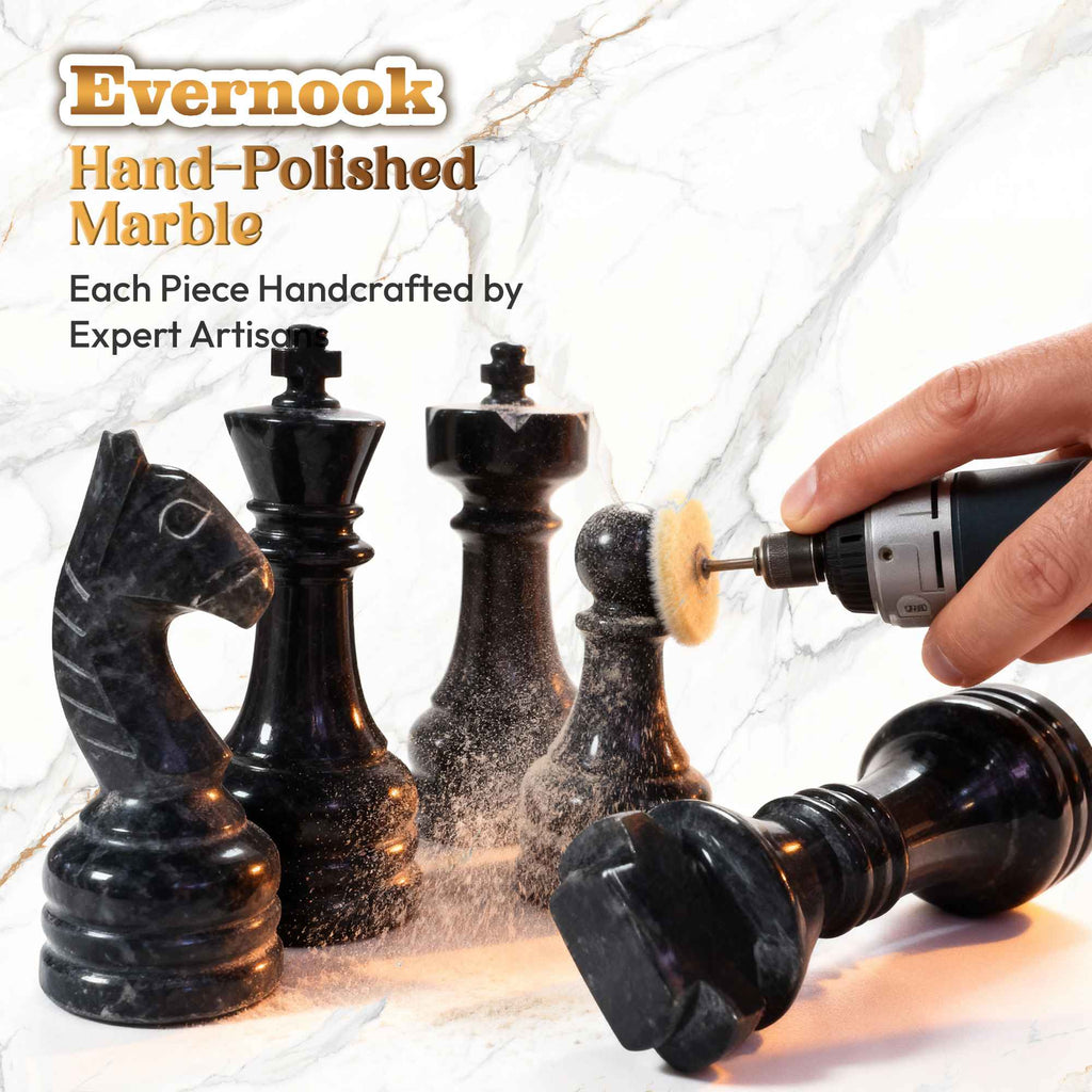 Green & Black Marble Chess Set Evernook 