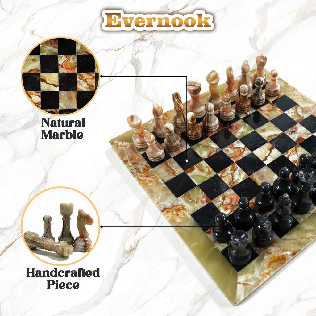Green & Black Marble Chess Set Evernook 